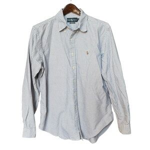 RALPH LAUREN POLO MENS L Classic Blue Navy PLAID Long Sleeve